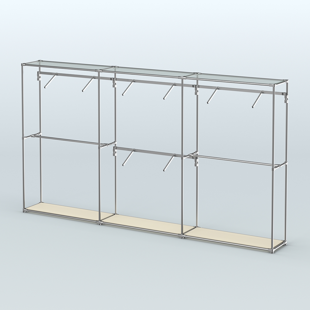 Торговая система ХРОМ без ДСП 3600 мм с поручнями №6 Крем Вайс