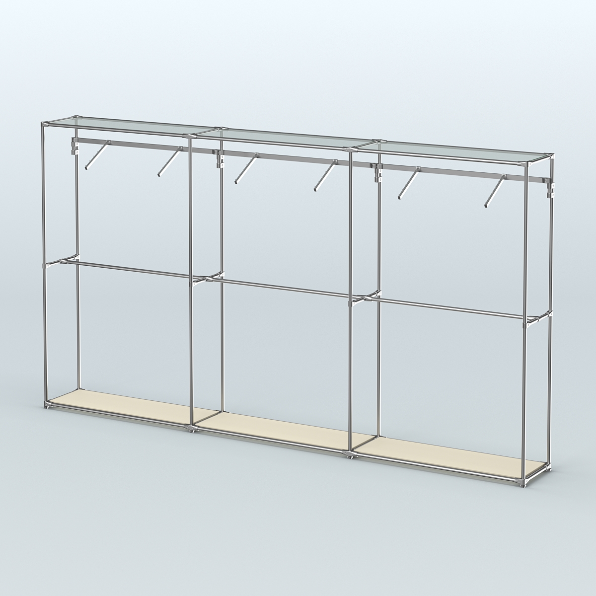 Торговая система ХРОМ без ДСП 3600 мм с поручнями №7 Крем Вайс