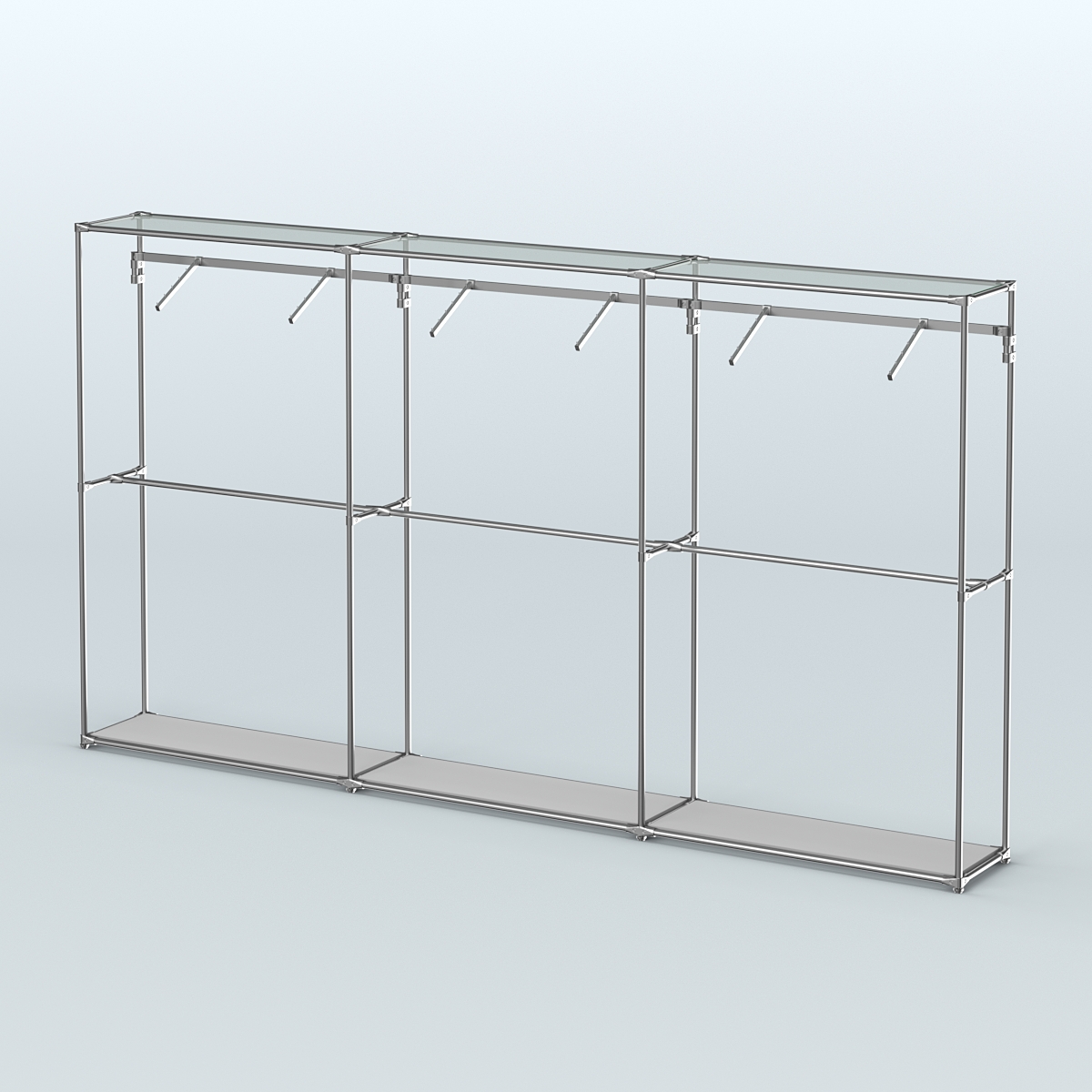 Торговая система ХРОМ без ДСП 3600 мм с поручнями №7 Серый