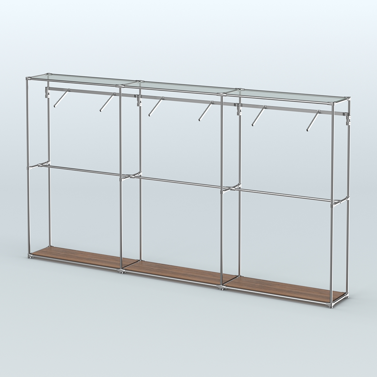 Торговая система ХРОМ без ДСП 3600 мм с поручнями №7 Орех