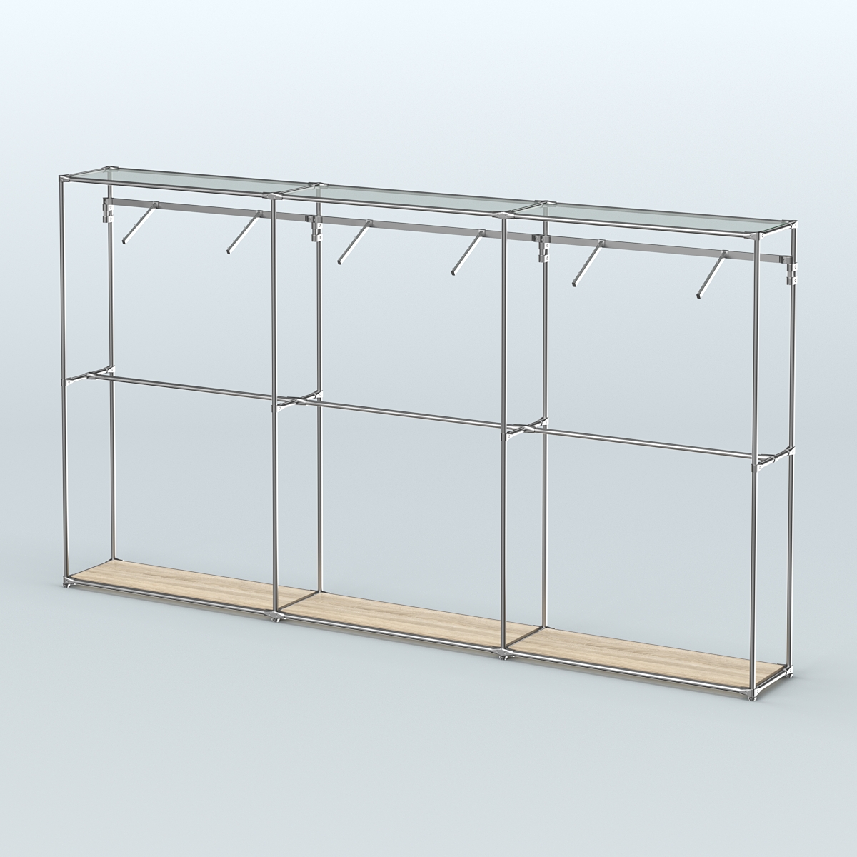 Торговая система ХРОМ без ДСП 3600 мм с поручнями №7 Дуб Сонома