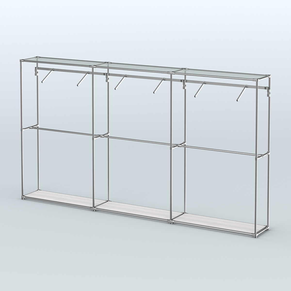 Торговая система ХРОМ без ДСП 3600 мм с поручнями №7 Ясень Анкор светлый