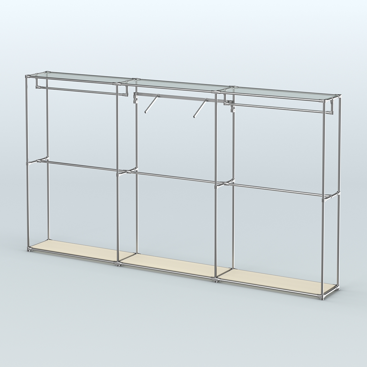 Торговая система ХРОМ без ДСП 3600 мм с поручнями №8 Крем Вайс