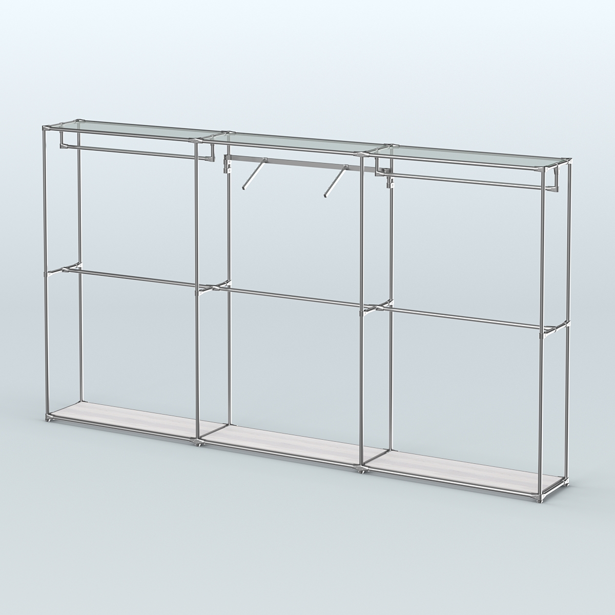 Торговая система ХРОМ без ДСП 3600 мм с поручнями №8 Ясень Анкор светлый