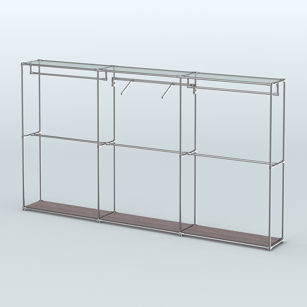 Торговая система ХРОМ без ДСП 3600 мм с поручнями №8 Ясень Анкор темный