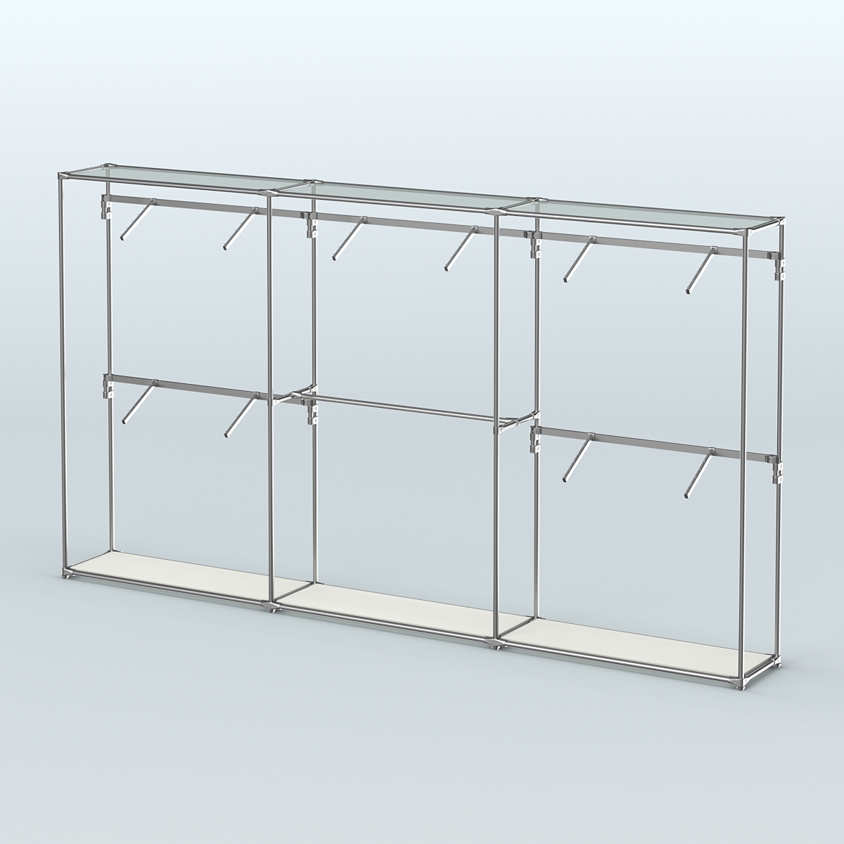 Торговая система ХРОМ без ДСП 3600 мм с поручнями №9 Белый