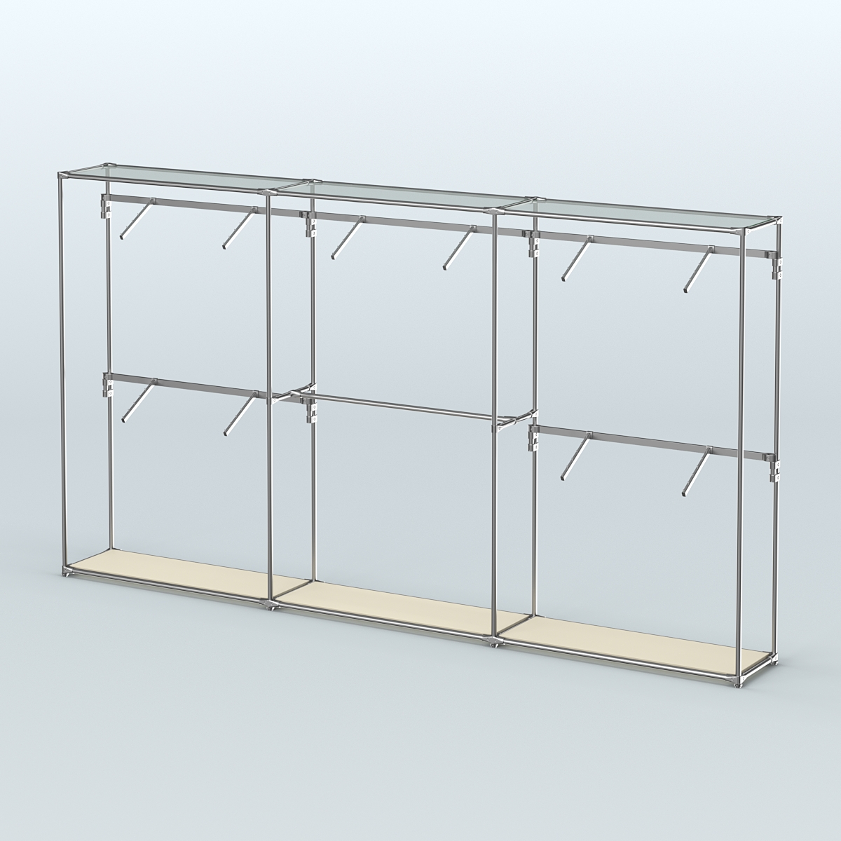 Торговая система ХРОМ без ДСП 3600 мм с поручнями №9 Крем Вайс