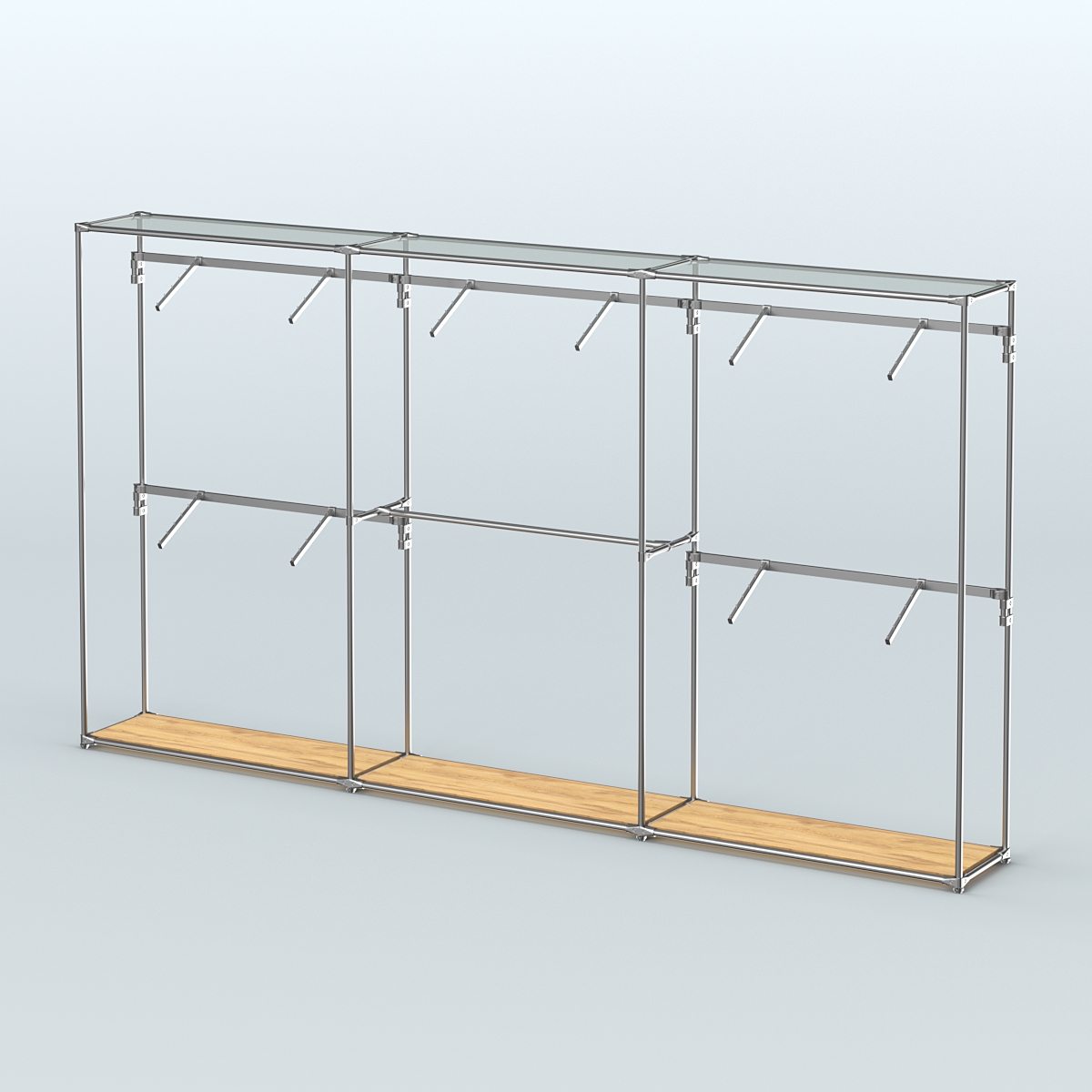 Торговая система ХРОМ без ДСП 3600 мм с поручнями №9 Дуб Золотистый