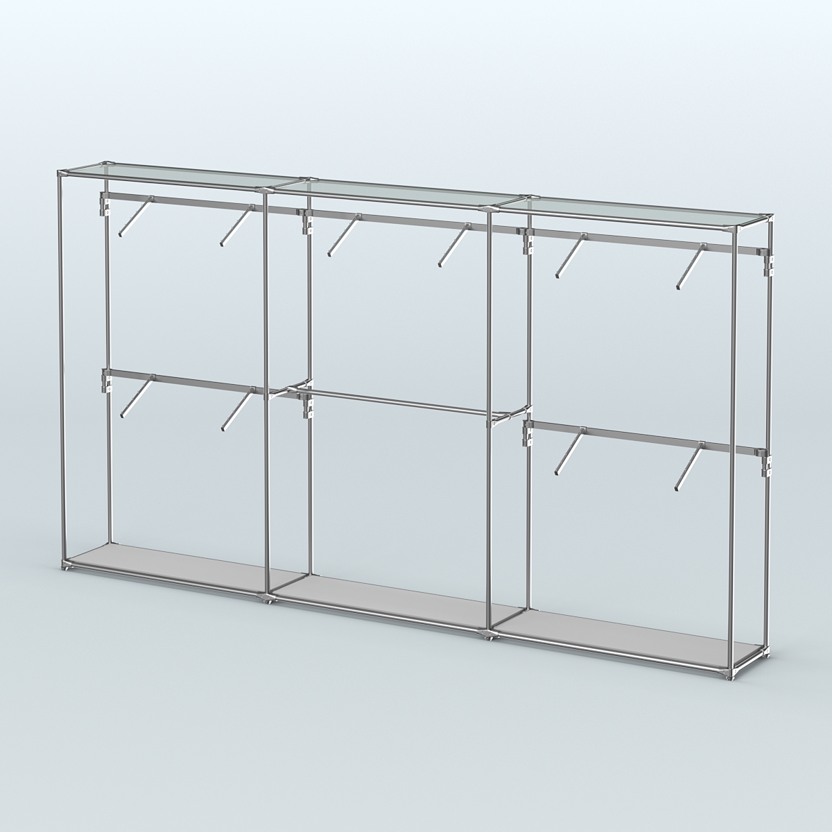 Торговая система ХРОМ без ДСП 3600 мм с поручнями №9 Серый