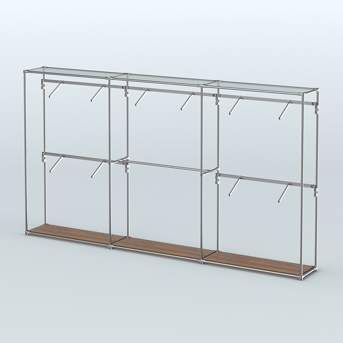 Торговая система ХРОМ без ДСП 3600 мм с поручнями №9 Орех