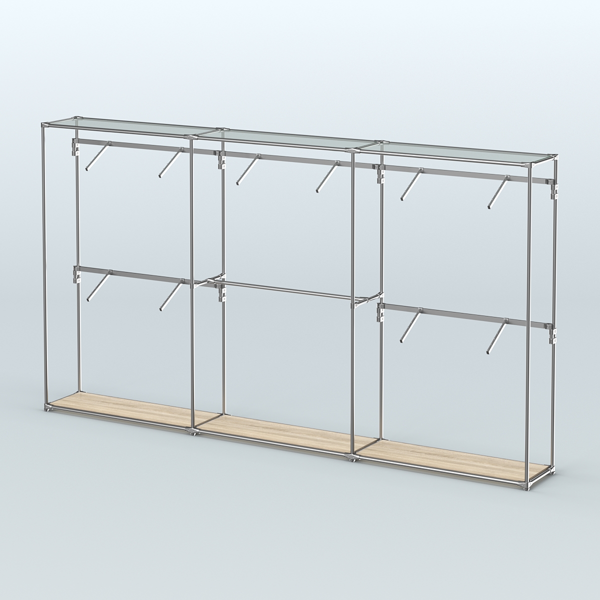 Торговая система ХРОМ без ДСП 3600 мм с поручнями №9 Дуб Сонома