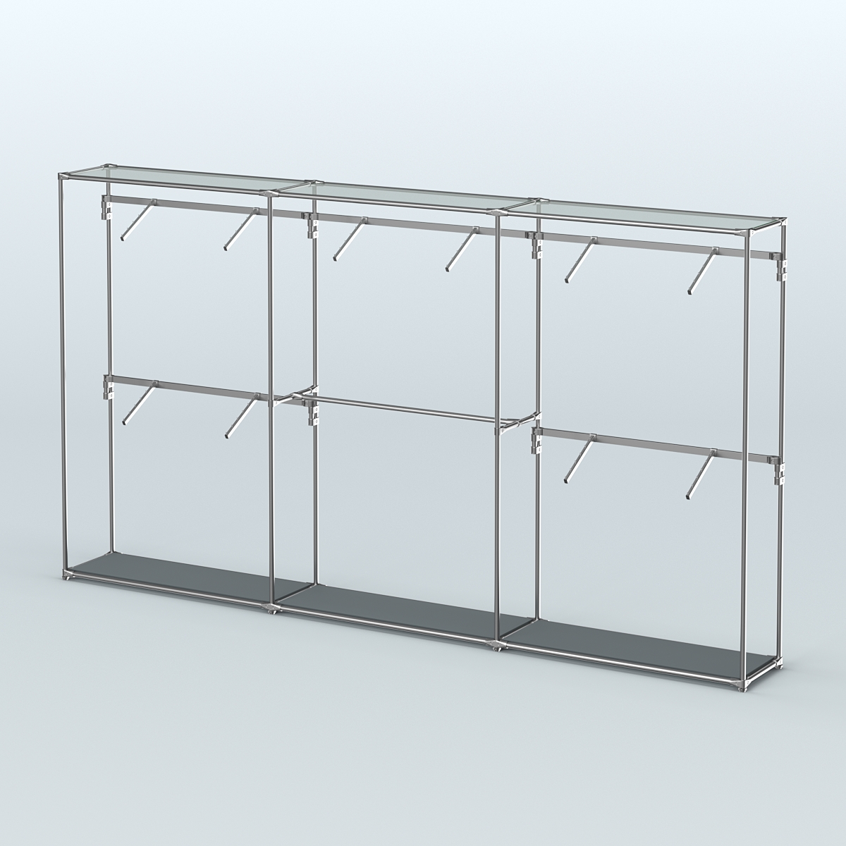 Торговая система ХРОМ без ДСП 3600 мм с поручнями №9 Темно-Серый