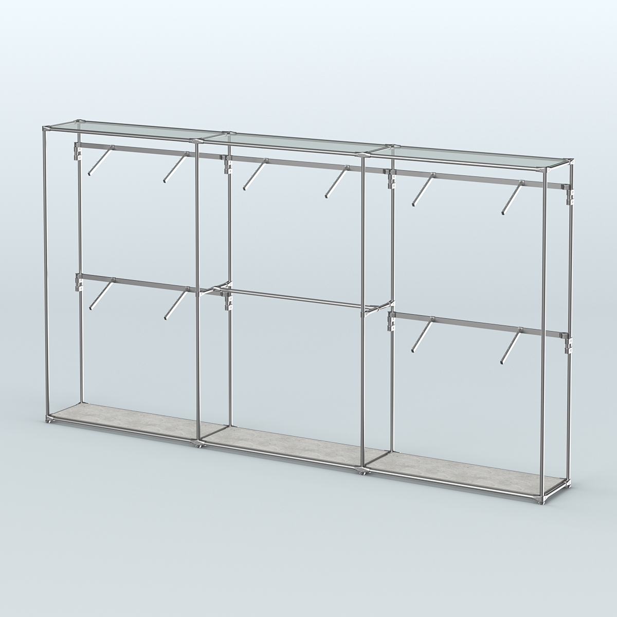 Торговая система ХРОМ без ДСП 3600 мм с поручнями №9 Метрополитан Грей