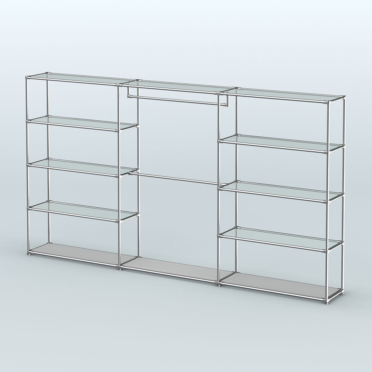 Торговая система ХРОМ без ДСП 3600 мм с прозрачными полками и поручнями №1 Серый