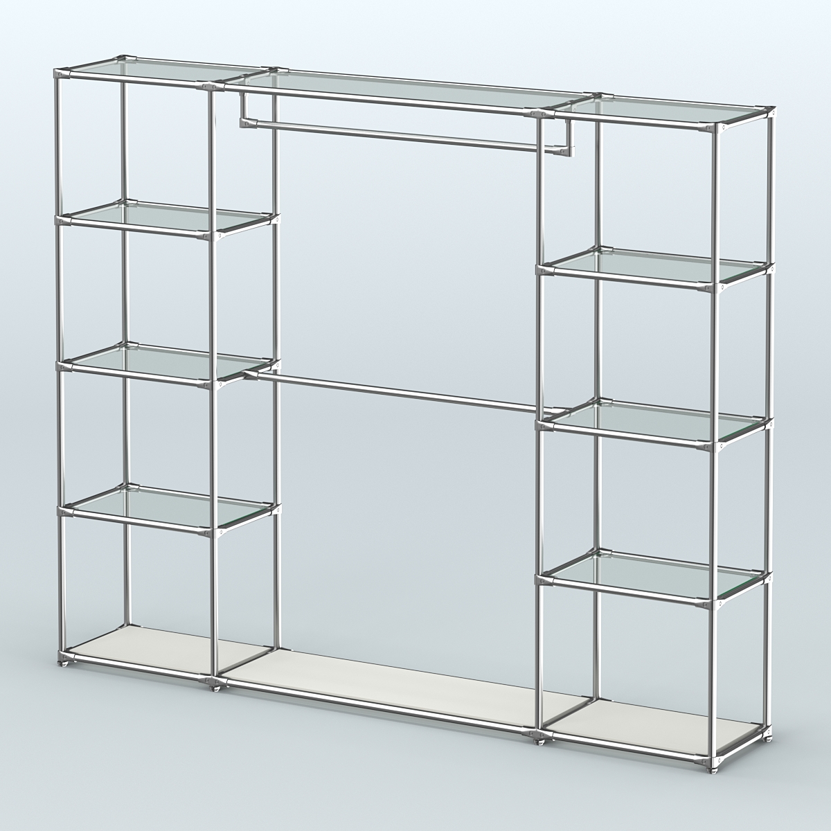 Торговая система ХРОМ без ДСП 2430 мм с прозрачными полками и поручнями №3 Белый