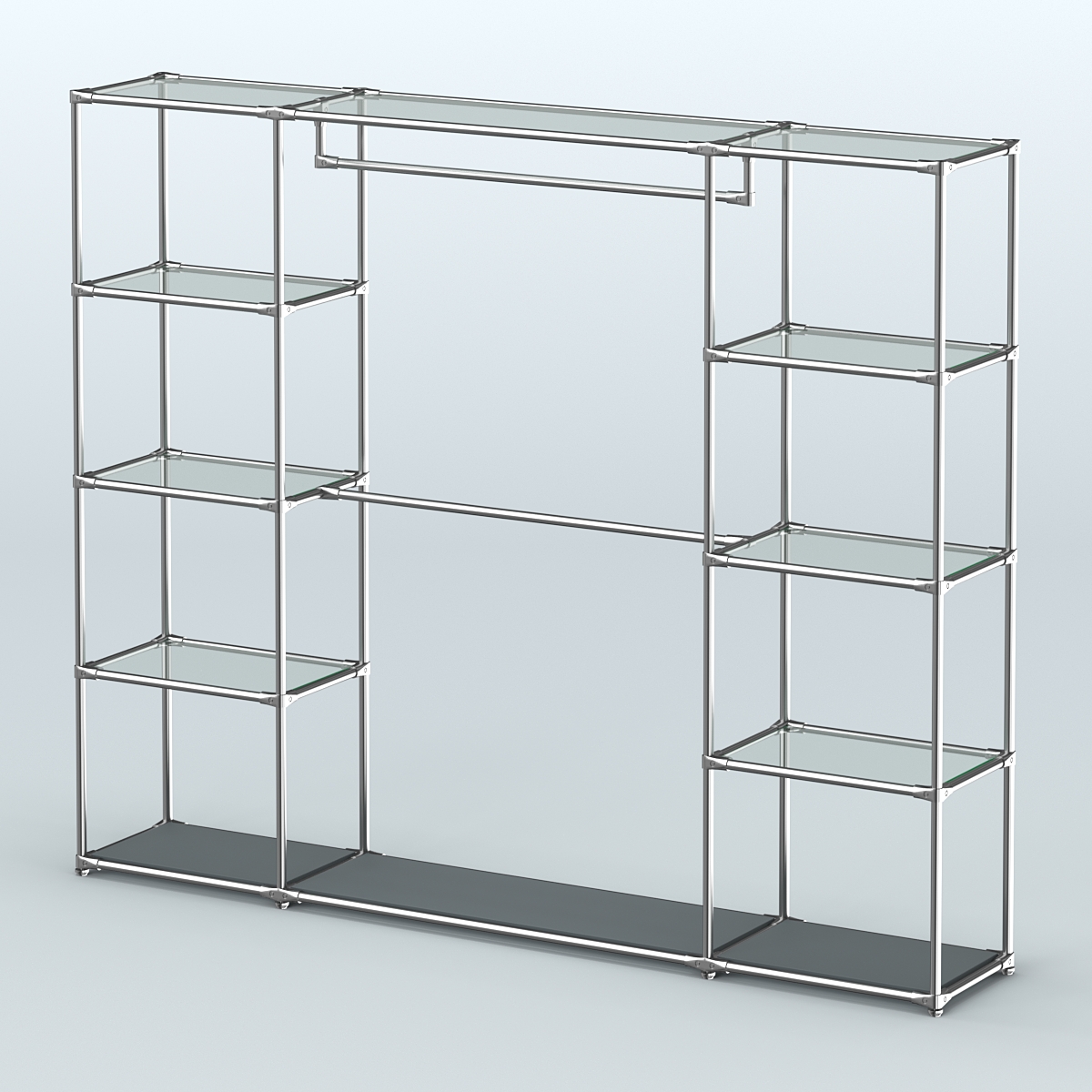 Торговая система ХРОМ без ДСП 2430 мм с прозрачными полками и поручнями №3 Темно-Серый