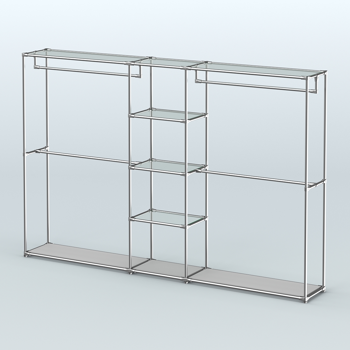 Торговая система ХРОМ без ДСП 3030 мм с прозрачными полками и поручнями №4 Серый
