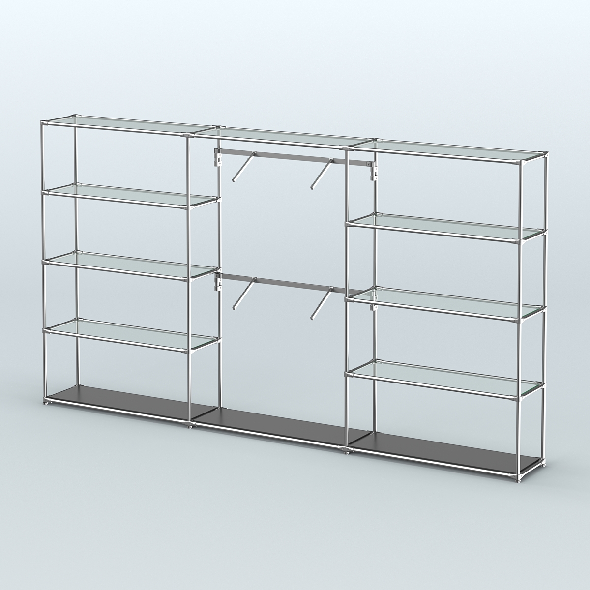 Торговая система ХРОМ без ДСП 3600 мм с прозрачными полками и поручнями №6 Черный