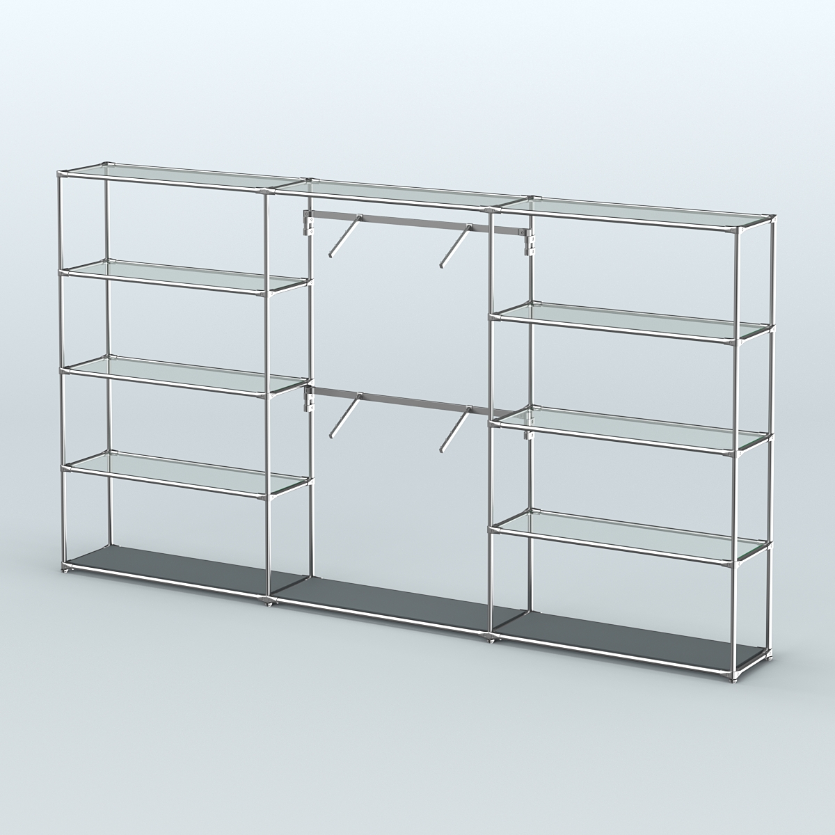 Торговая система ХРОМ без ДСП 3600 мм с прозрачными полками и поручнями №6 Темно-Серый