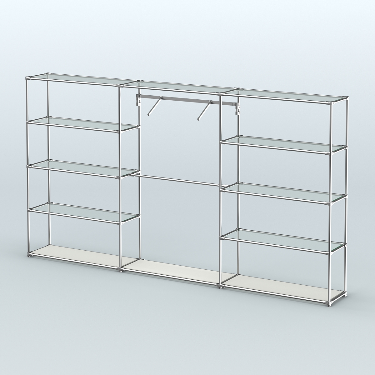 Торговая система ХРОМ без ДСП 3600 мм с прозрачными полками и поручнями №9 Белый