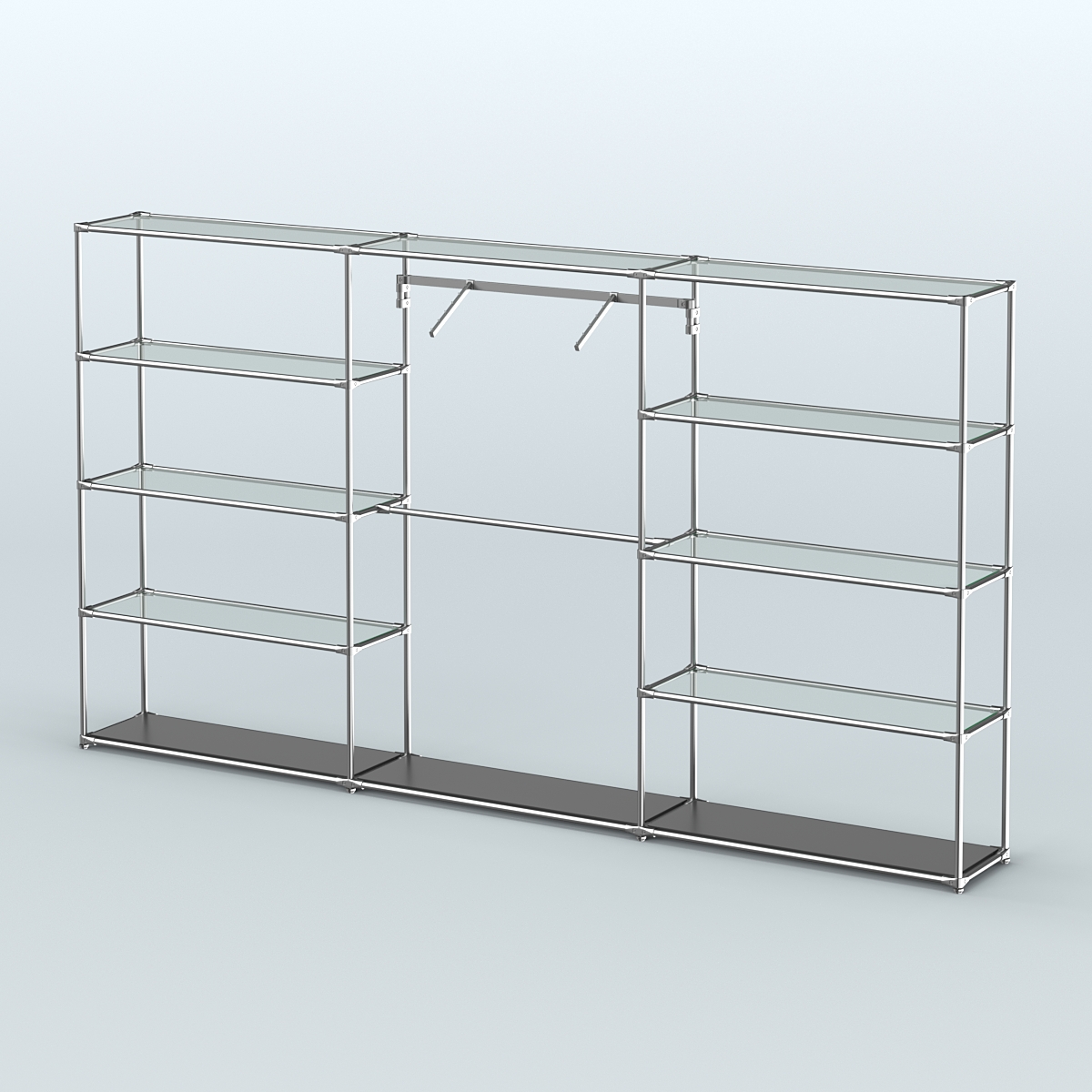 Торговая система ХРОМ без ДСП 3600 мм с прозрачными полками и поручнями №9 Черный