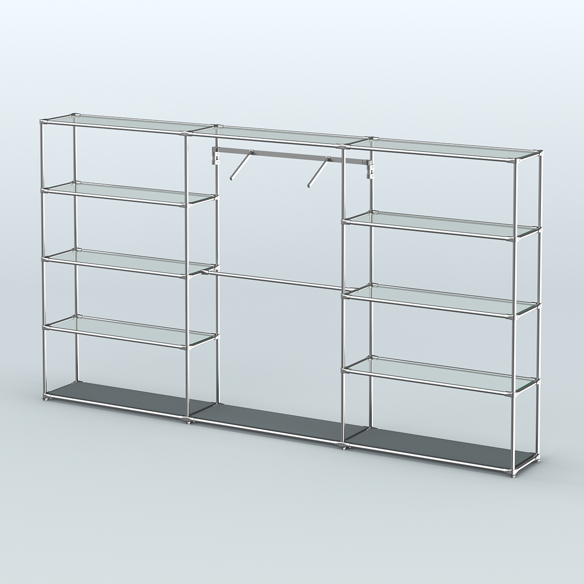 Торговая система ХРОМ без ДСП 3600 мм с прозрачными полками и поручнями №9 Темно-Серый