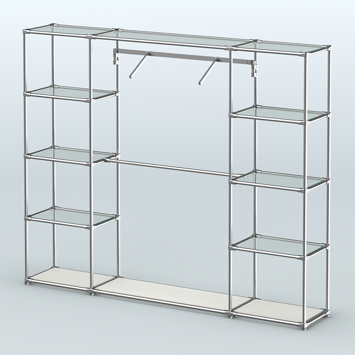 Торговая система ХРОМ без ДСП 2430 мм с прозрачными полками и поручнями №11 Белый