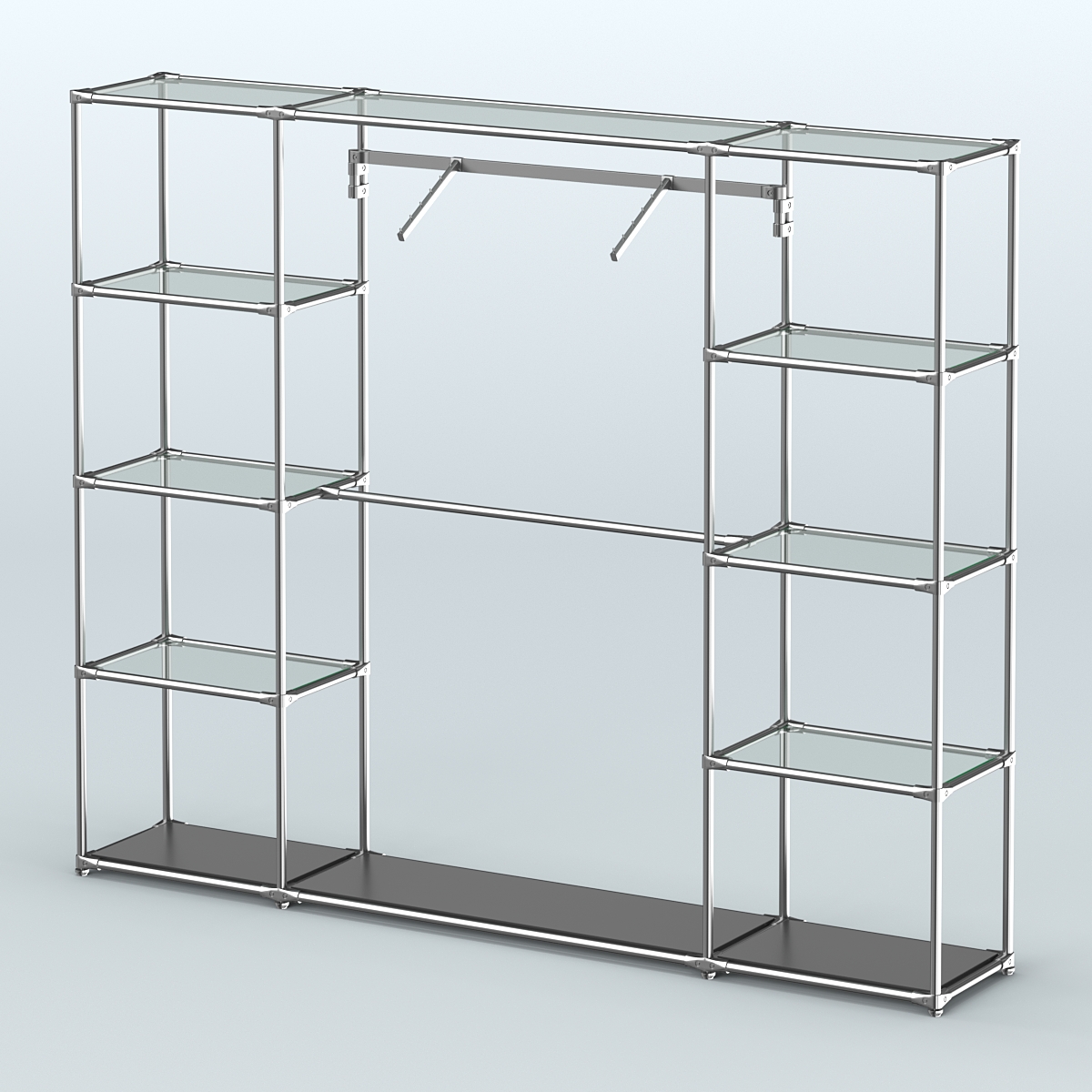 Торговая система ХРОМ без ДСП 2430 мм с прозрачными полками и поручнями №11 Черный