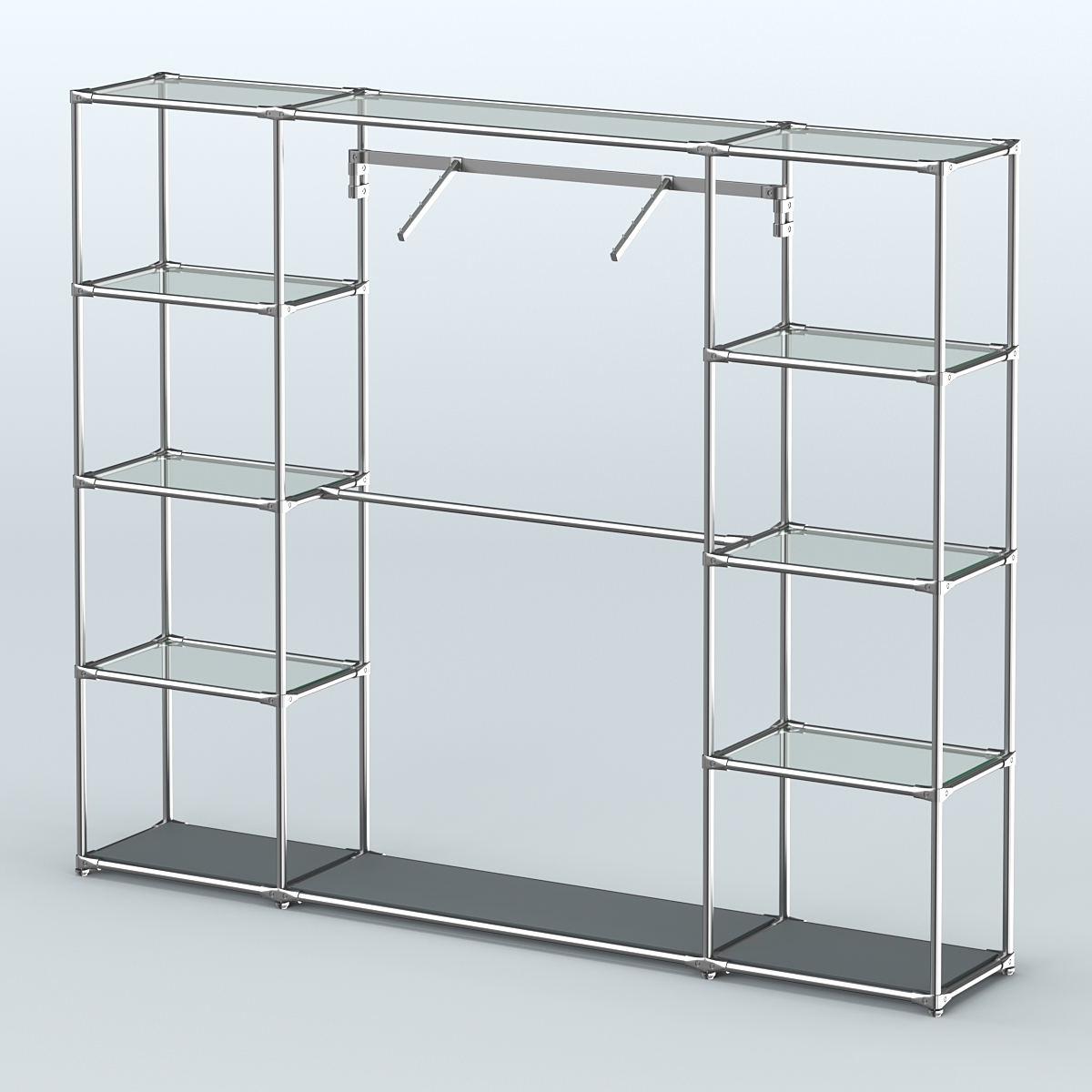 Торговая система ХРОМ без ДСП 2430 мм с прозрачными полками и поручнями №11 Темно-Серый