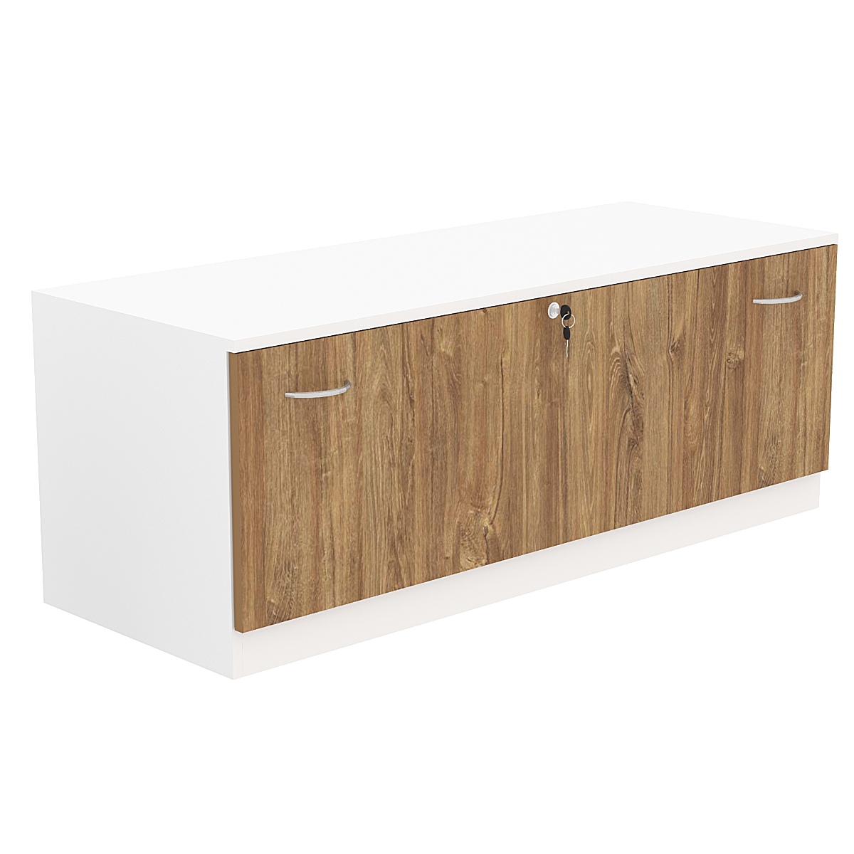 Тумба T-11 1200мм (H-450мм c одним выдвижным ящиком) Белый + Дуб Канзас коричневый