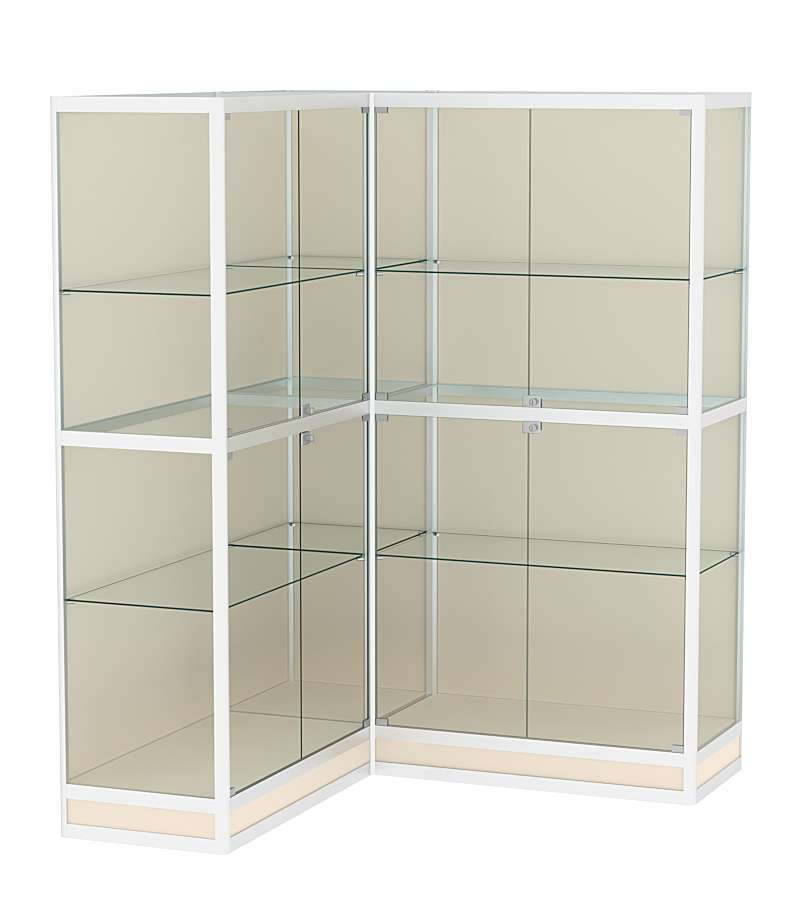 Витрина из профиля в угол зала №4 (Задняя стенка - ДВП) Крем Вайс