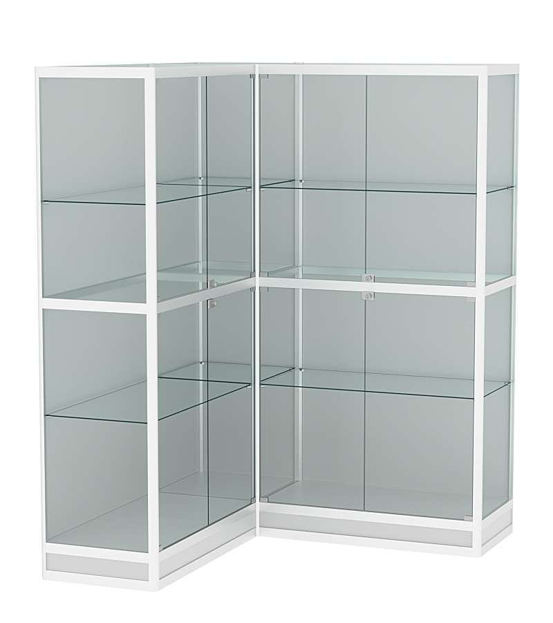 Витрина из профиля в угол зала №4 (Задняя стенка - ДВП) Серый