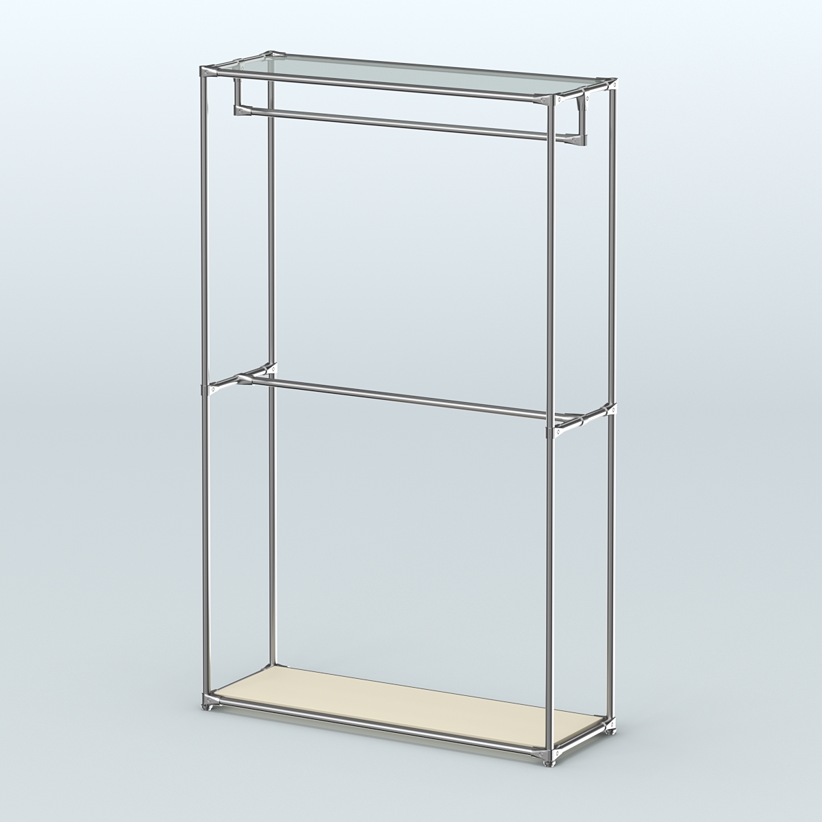 Торговая система ХРОМ без ДСП 1200 мм с поручнями №1 Крем Вайс