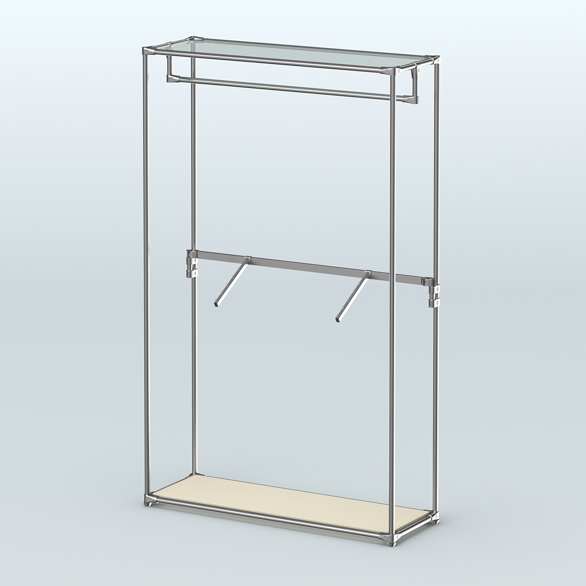 Торговая система ХРОМ без ДСП 1200 мм с поручнями №2 Крем Вайс