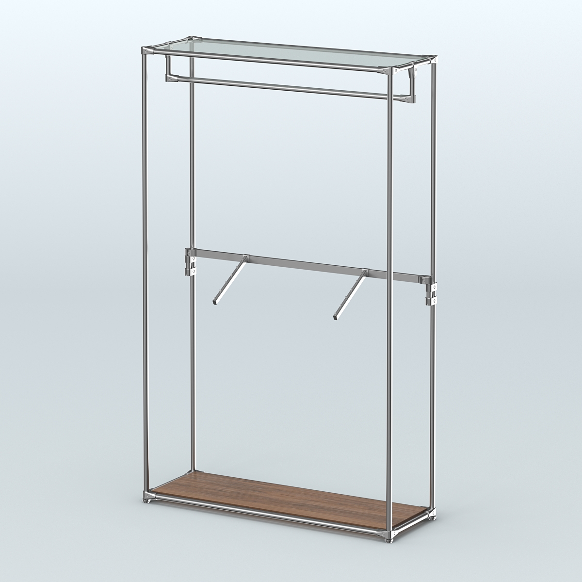 Торговая система ХРОМ без ДСП 1200 мм с поручнями №2 Орех