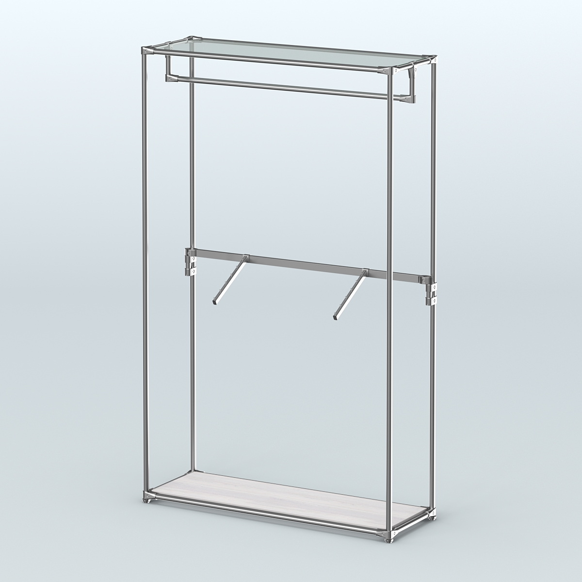 Торговая система ХРОМ без ДСП 1200 мм с поручнями №2 Ясень Анкор светлый