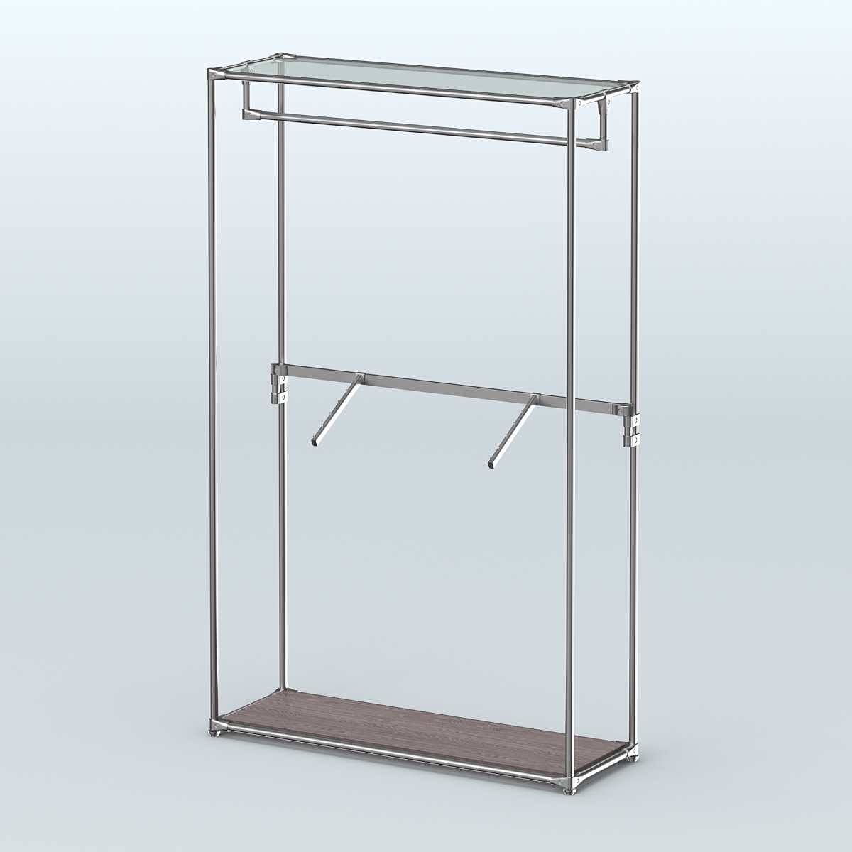 Торговая система ХРОМ без ДСП 1200 мм с поручнями №2 Ясень Анкор темный