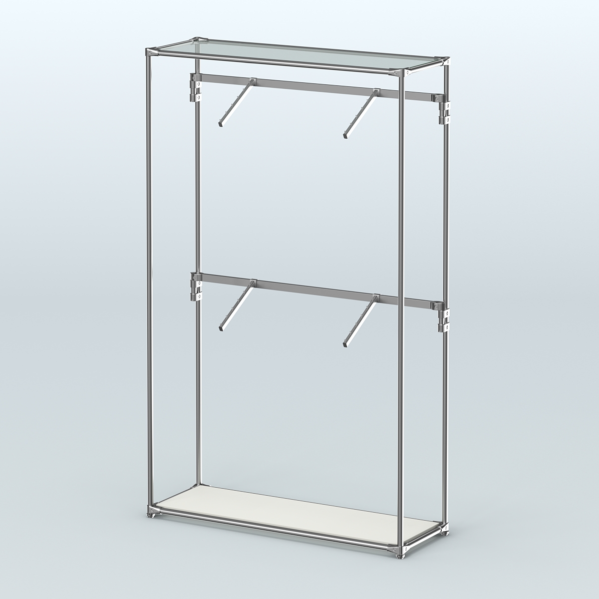 Торговая система ХРОМ без ДСП 1200 мм с поручнями №3 Белый