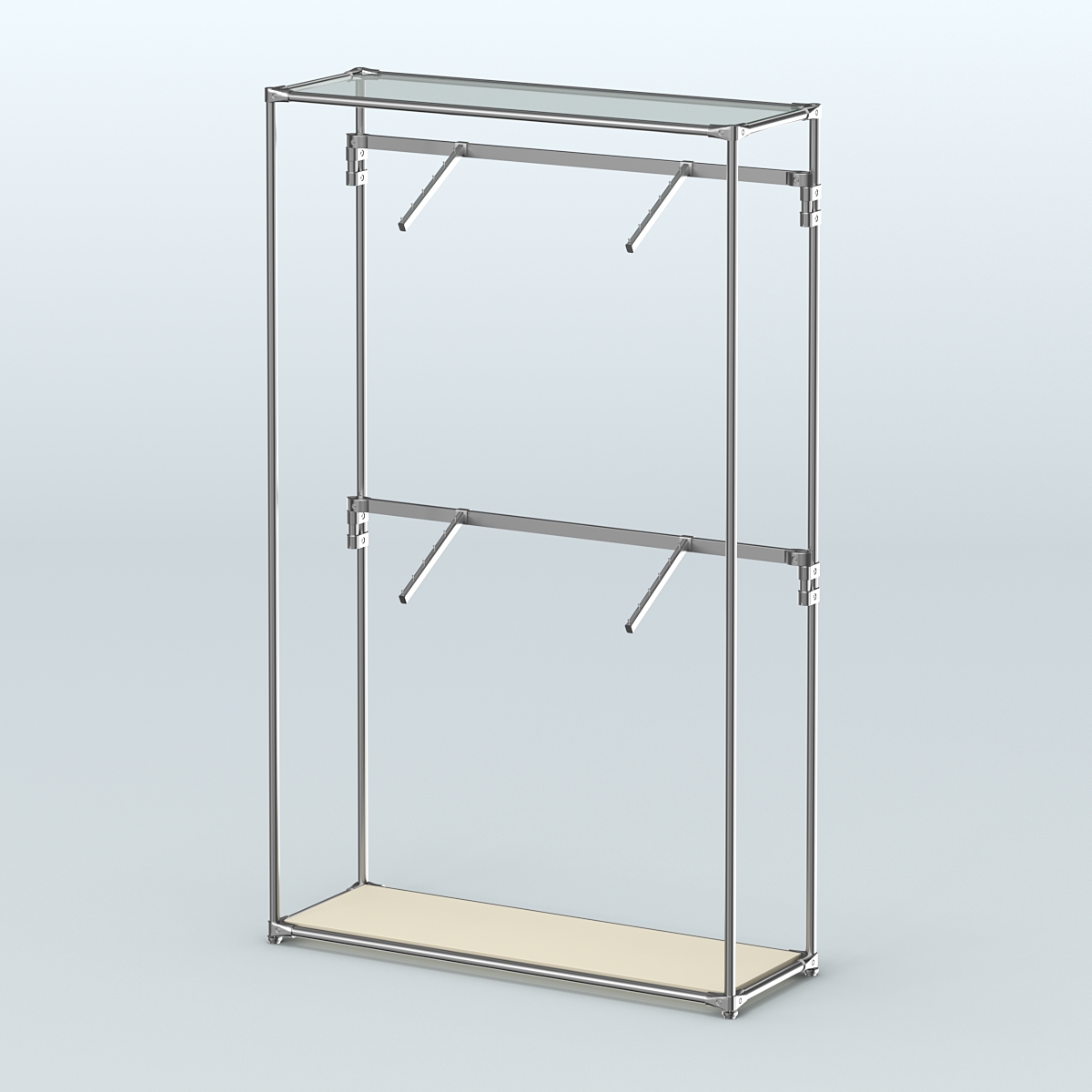 Торговая система ХРОМ без ДСП 1200 мм с поручнями №3 Крем Вайс