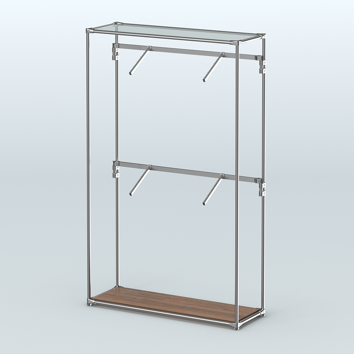 Торговая система ХРОМ без ДСП 1200 мм с поручнями №3 Орех