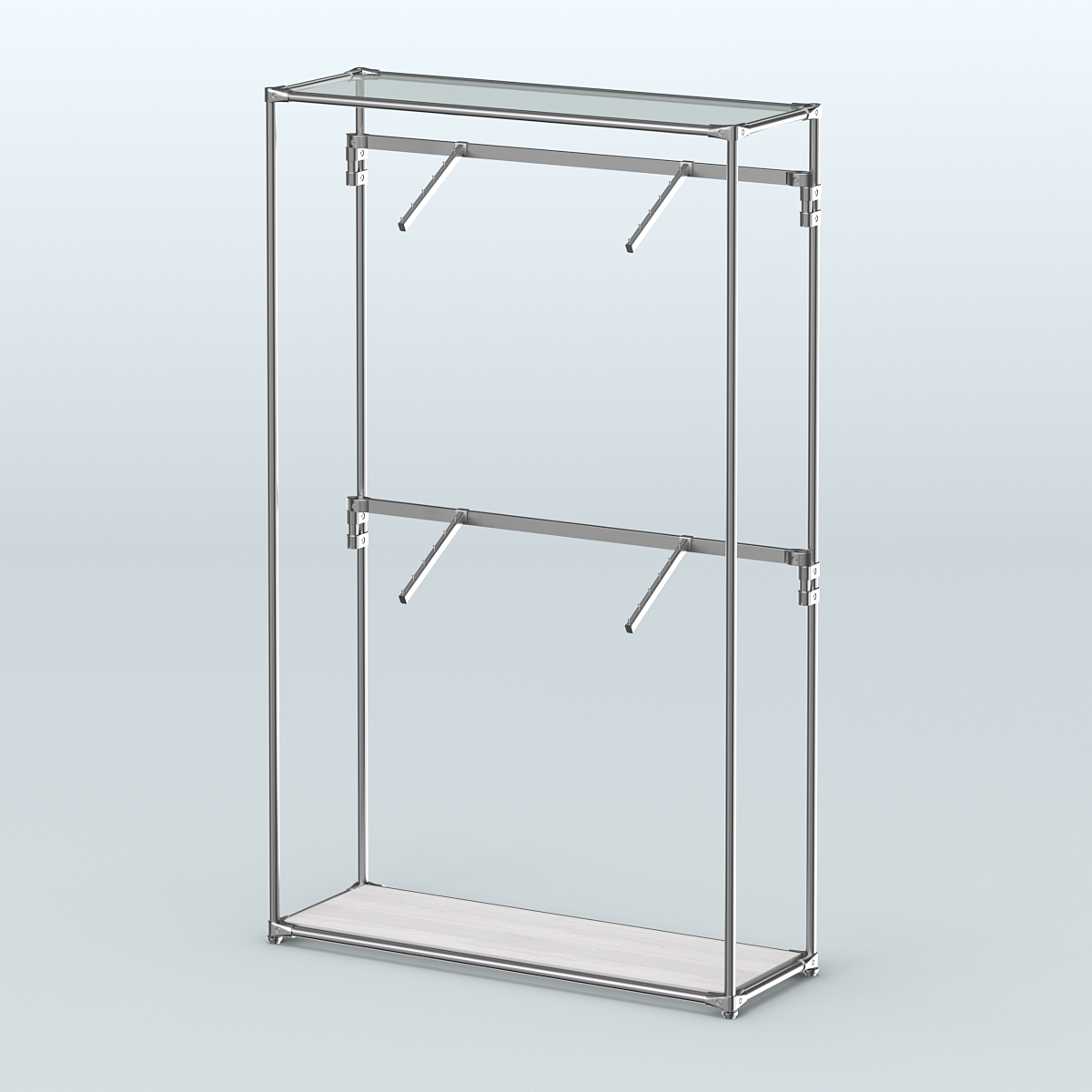 Торговая система ХРОМ без ДСП 1200 мм с поручнями №3 Ясень Анкор светлый