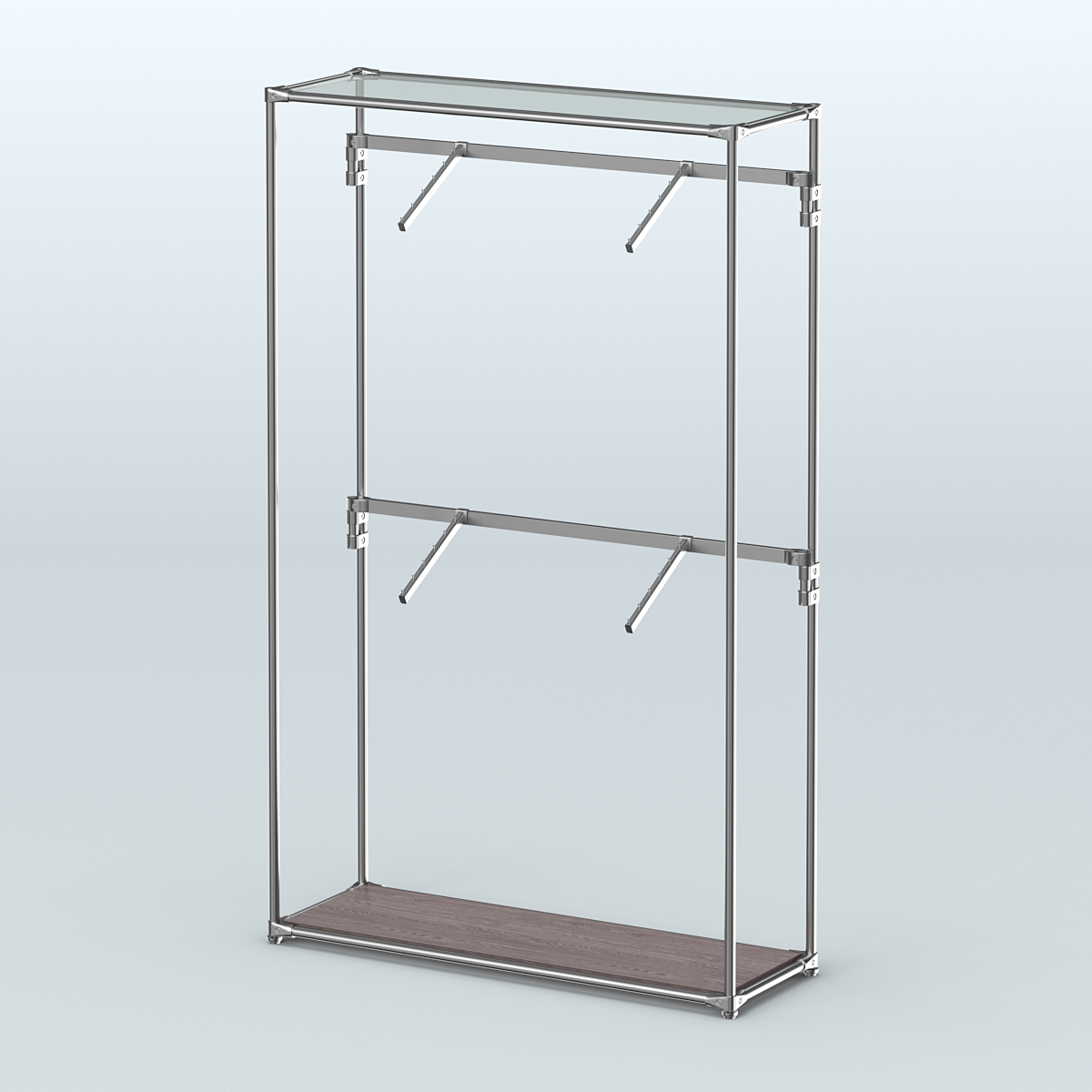 Торговая система ХРОМ без ДСП 1200 мм с поручнями №3 Ясень Анкор темный