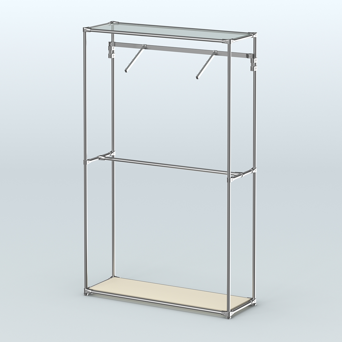 Торговая система ХРОМ без ДСП 1200 мм с поручнями №4 Крем Вайс