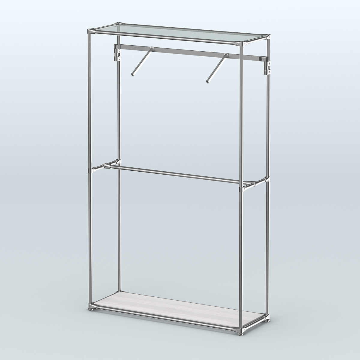 Торговая система ХРОМ без ДСП 1200 мм с поручнями №4 Ясень Анкор светлый