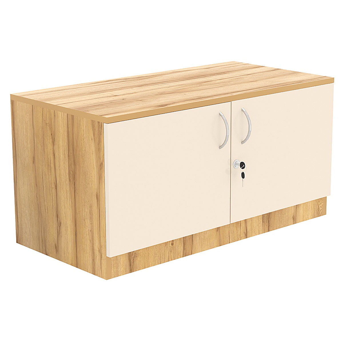 Тумба T-25 900мм (H-450мм c распашными дверцами) Дуб Золотистый и Крем Вайс