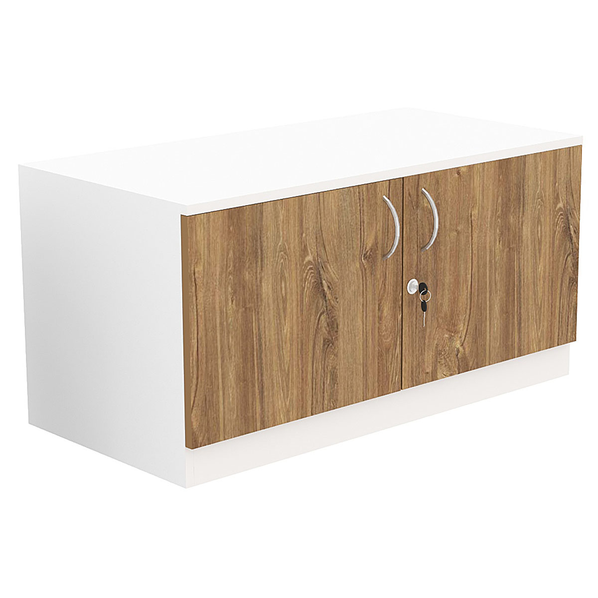 Тумба T-25 900мм (H-450мм c распашными дверцами) Белый + Дуб Канзас коричневый