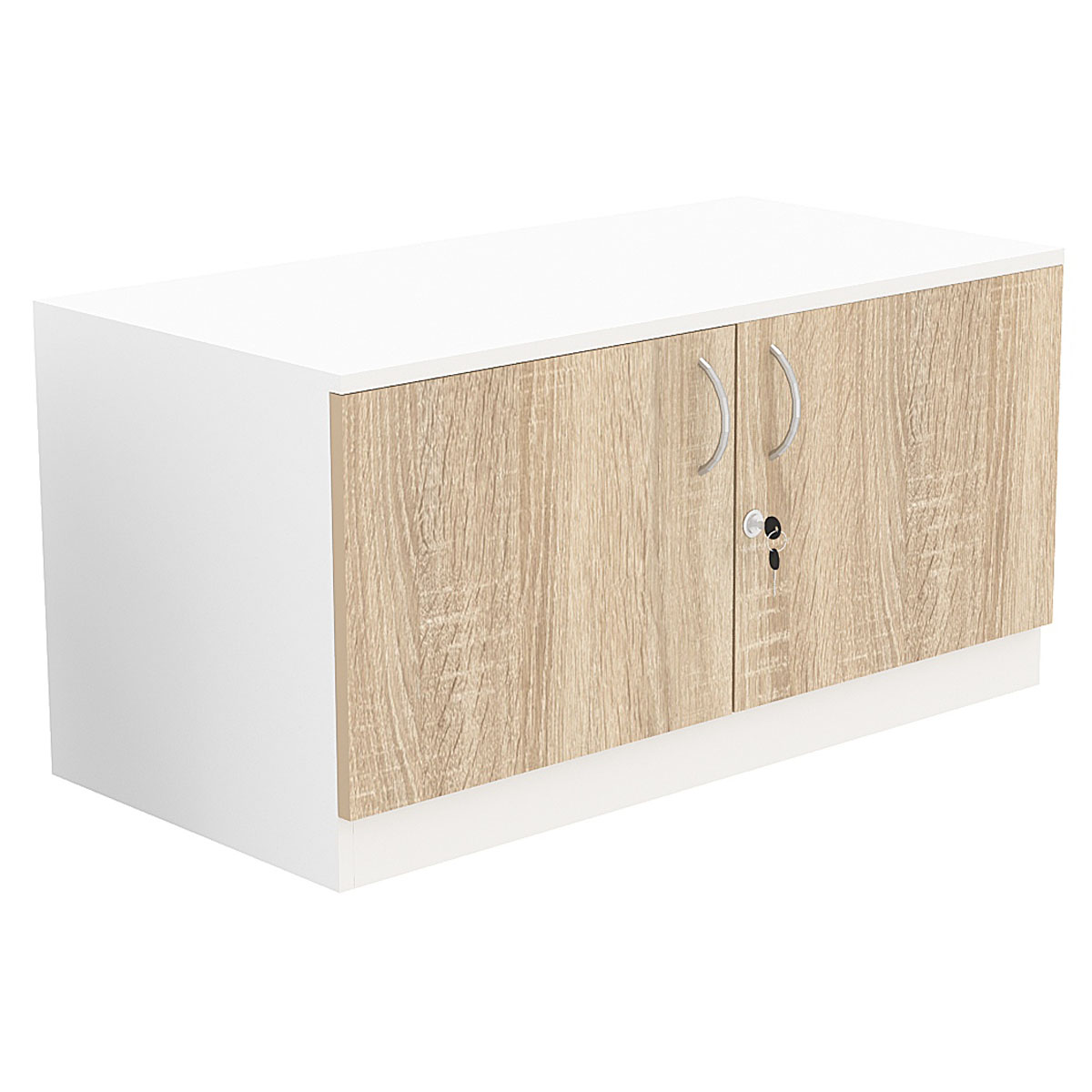 Тумба T-25 900мм (H-450мм c распашными дверцами) Белый + Дуб Сонома