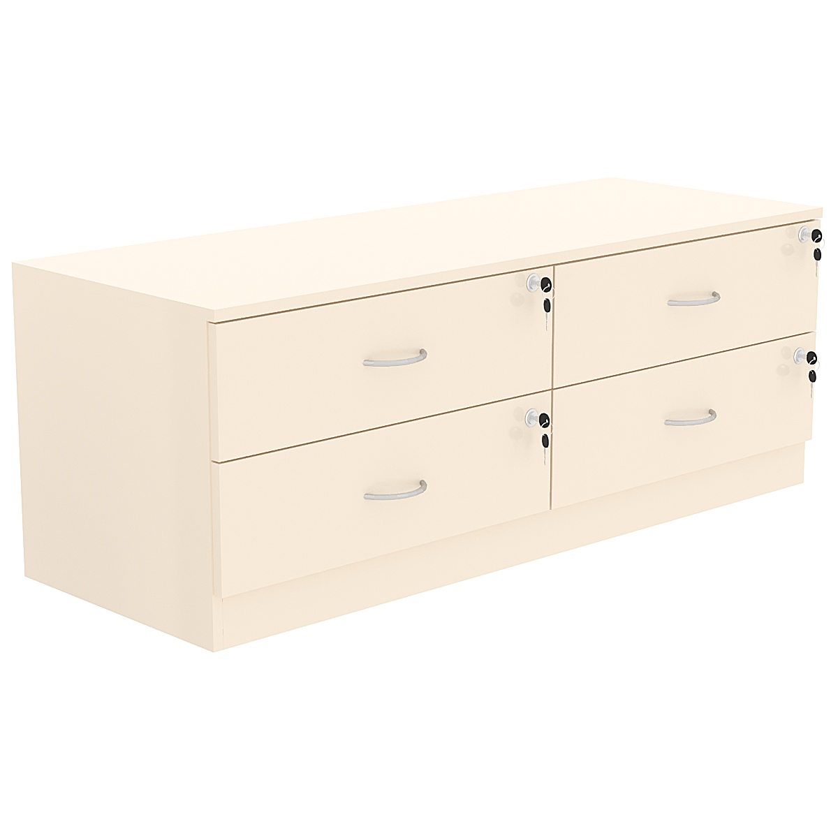 Тумба T-14 1200мм (H-450мм с 4-мя выдвижными ящиками) Крем Вайс