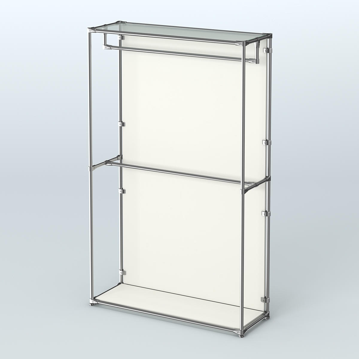 Торговая система ХРОМ (задняя стенка - ДСП) 1200 мм с поручнями №1 Белый