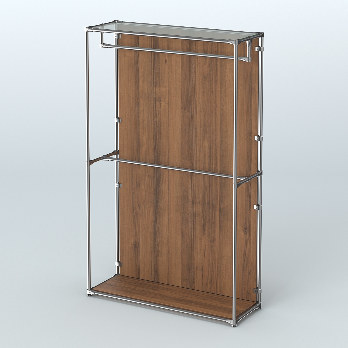 Торговая система ХРОМ (задняя стенка - ДСП) 1200 мм с поручнями №1 Орех